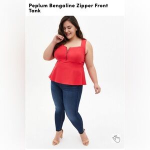 Torrid Peplum Bengaline Zipper Front Tank